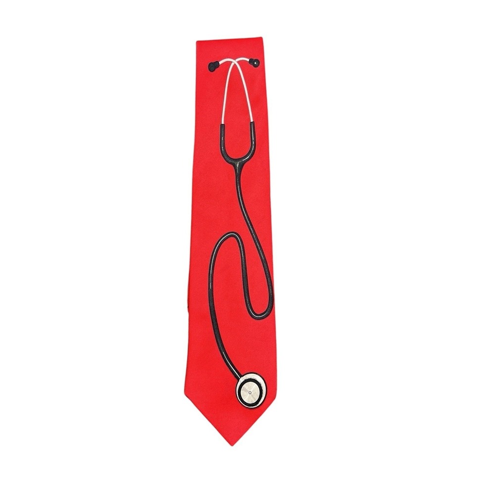 Wild Ties Red Stethoscope Novelty Necktie Handmade Doctor Nurse‎ Medical Gift